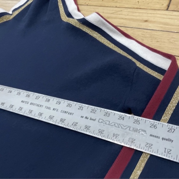 Tommy Hilfiger Icons Cotton Cashmere Blend Sweater XS Navy Stripe Sleeve - Picture 13 of 16